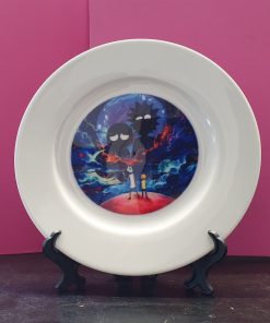 a plate with a picture on it